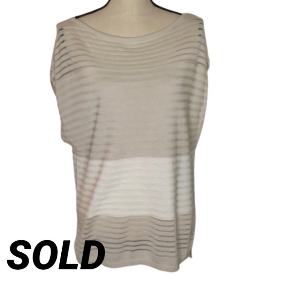 White House Black Market Sweaters - WHBM Tan Cap Sleeve Shadow Stripe Sweater Small